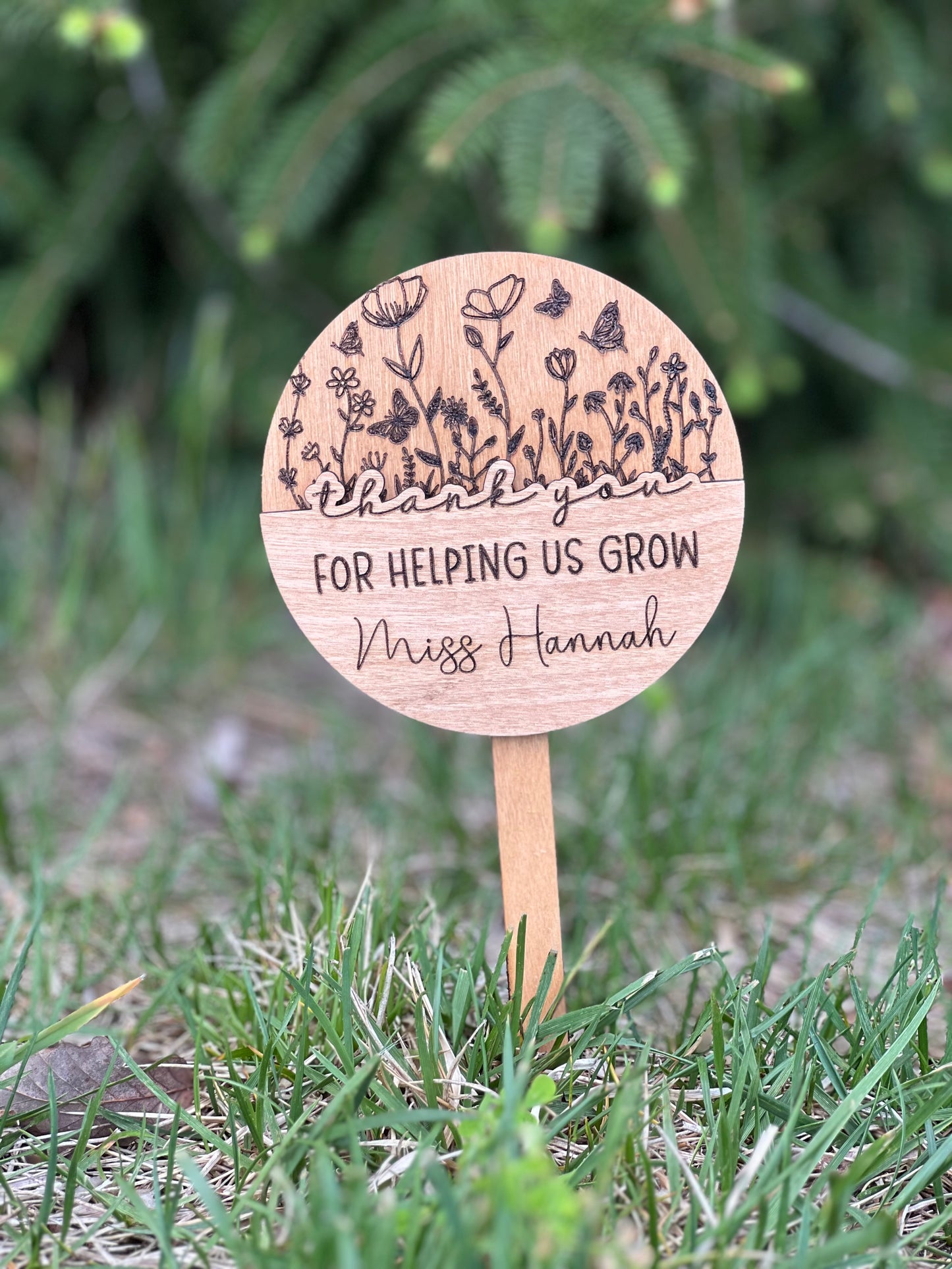 🌿 Wooden Gift Card Holder Pick | Engraved Keepsake Bouquet Stick | Mother’s Day Gift, Teacher Appreciation Gift, Plant Gift Card Holder