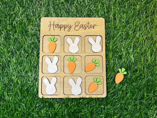Wooden Bunny Tic Tac Toe – Easter Basket Gift & Party Favor Gift