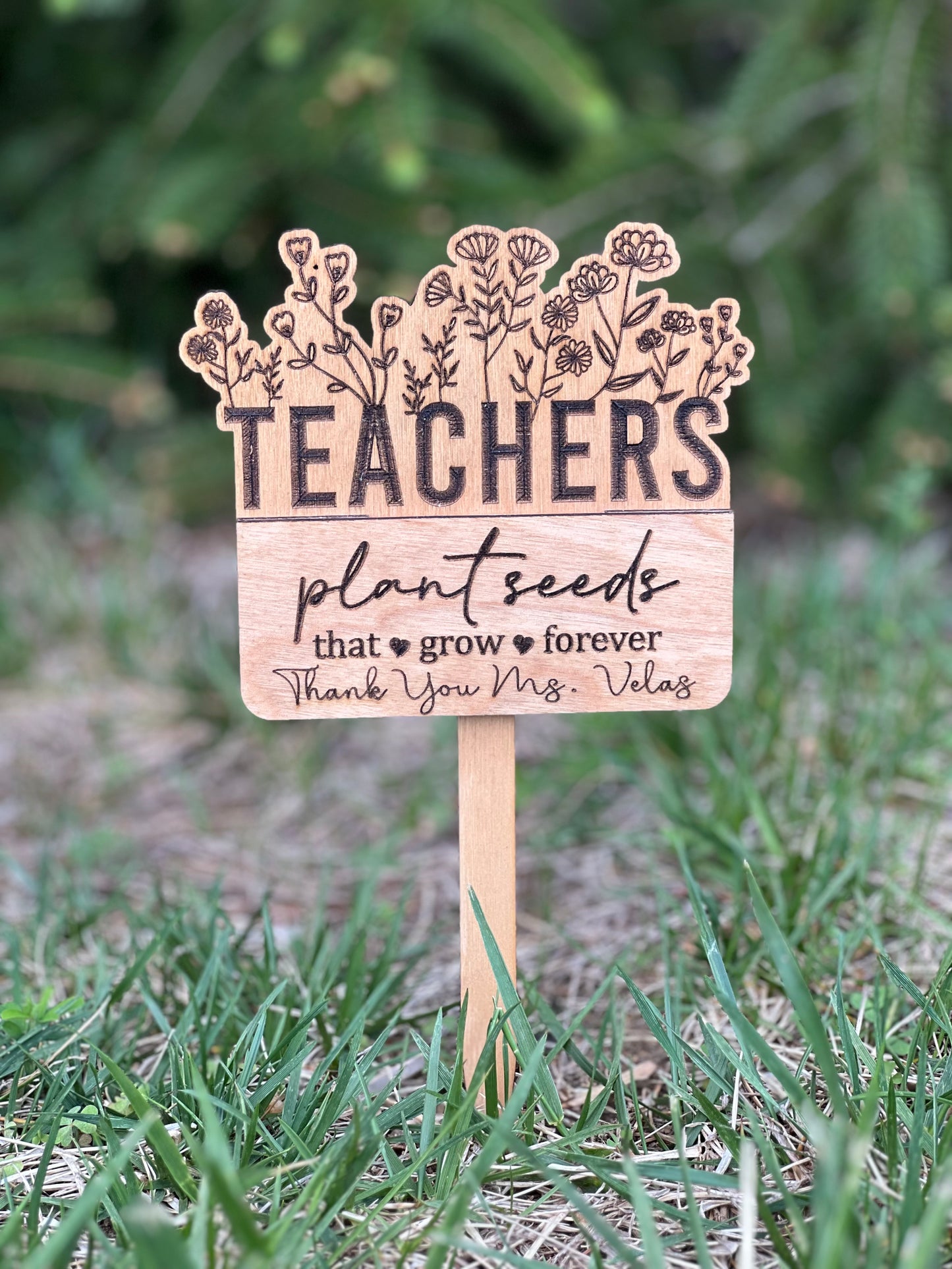 🌿 Wooden Gift Card Holder Pick | Engraved Keepsake Bouquet Stick | Mother’s Day Gift, Teacher Appreciation Gift, Plant Gift Card Holder