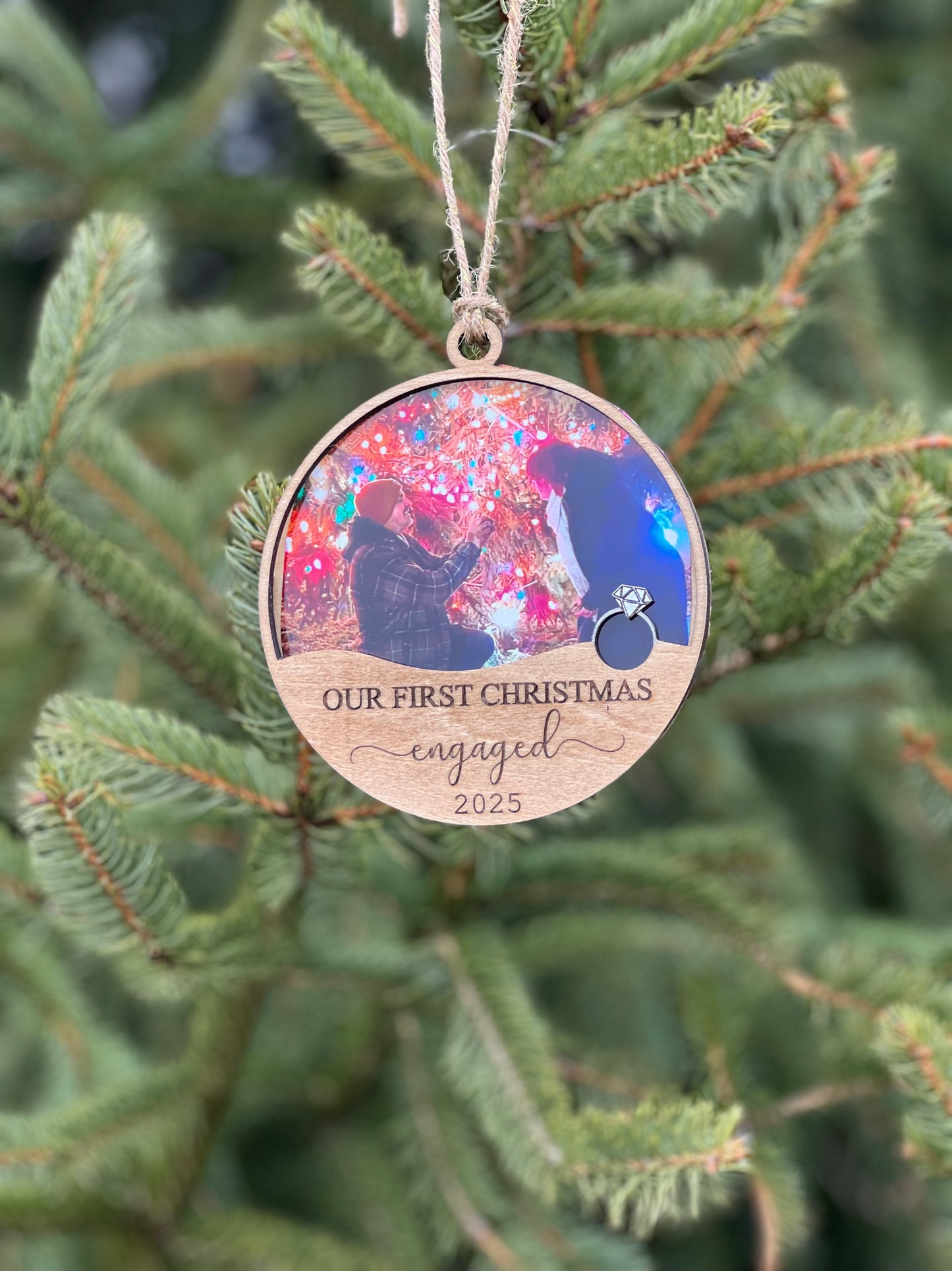 First Christmas Engaged Frame Ornament