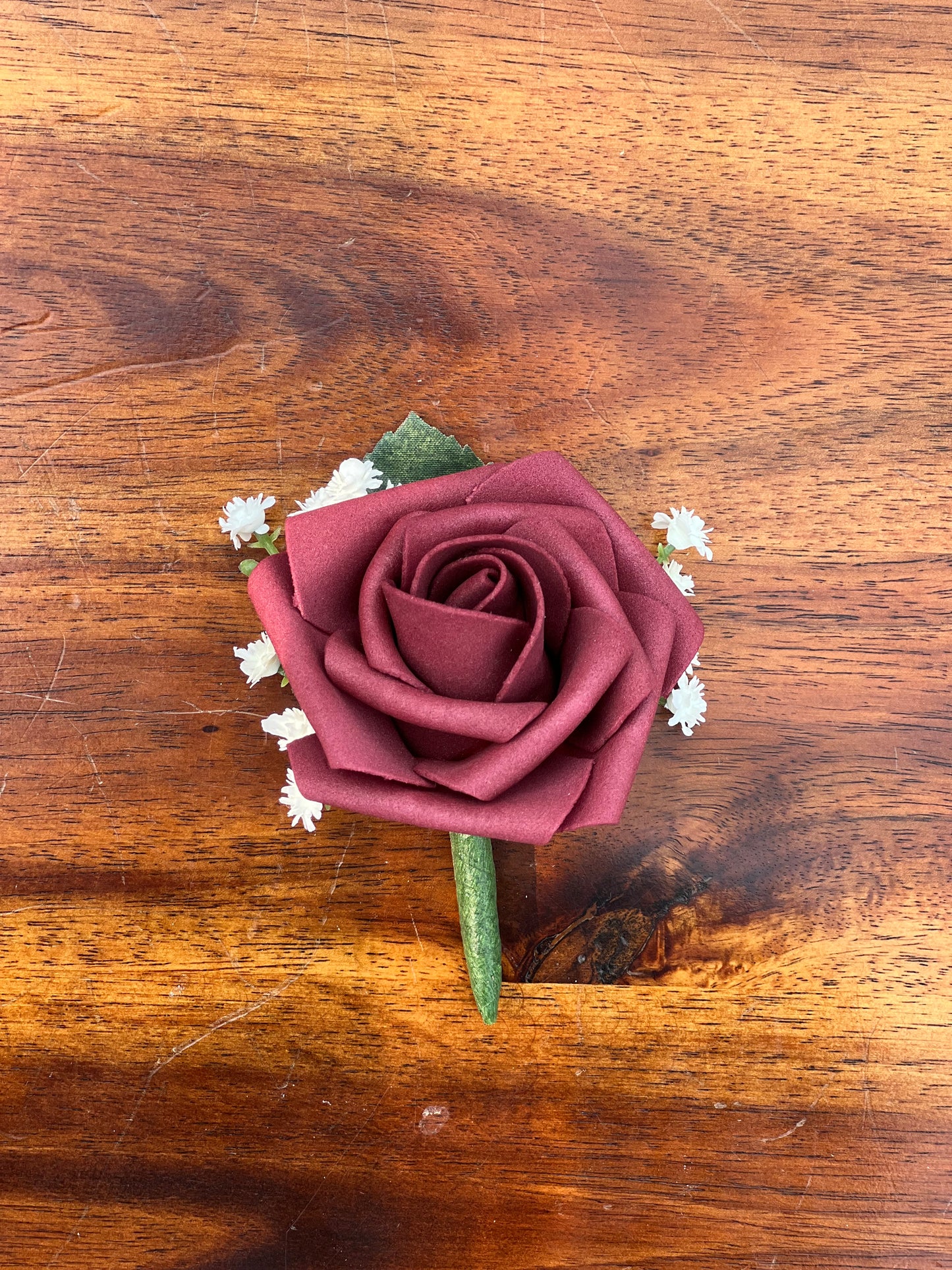 Burgundy Rose Boutonnière