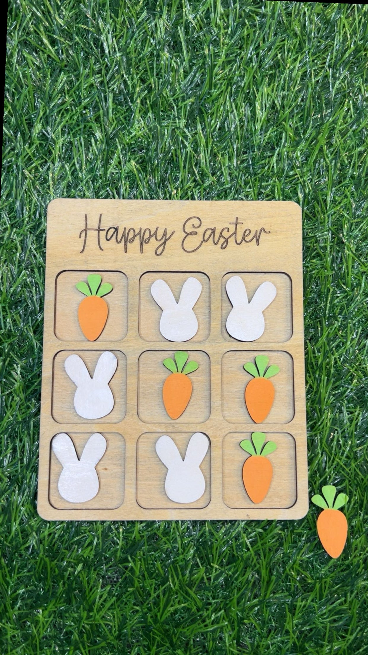 Wooden Bunny Tic Tac Toe – Easter Basket Gift & Party Favor Gift