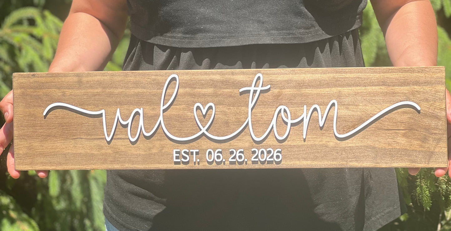 Personalized Wedding Last Name Sign | Custom Wood Family Name Sign | Rustic Wedding Decor | Established Date Sign | Newlywed Gift