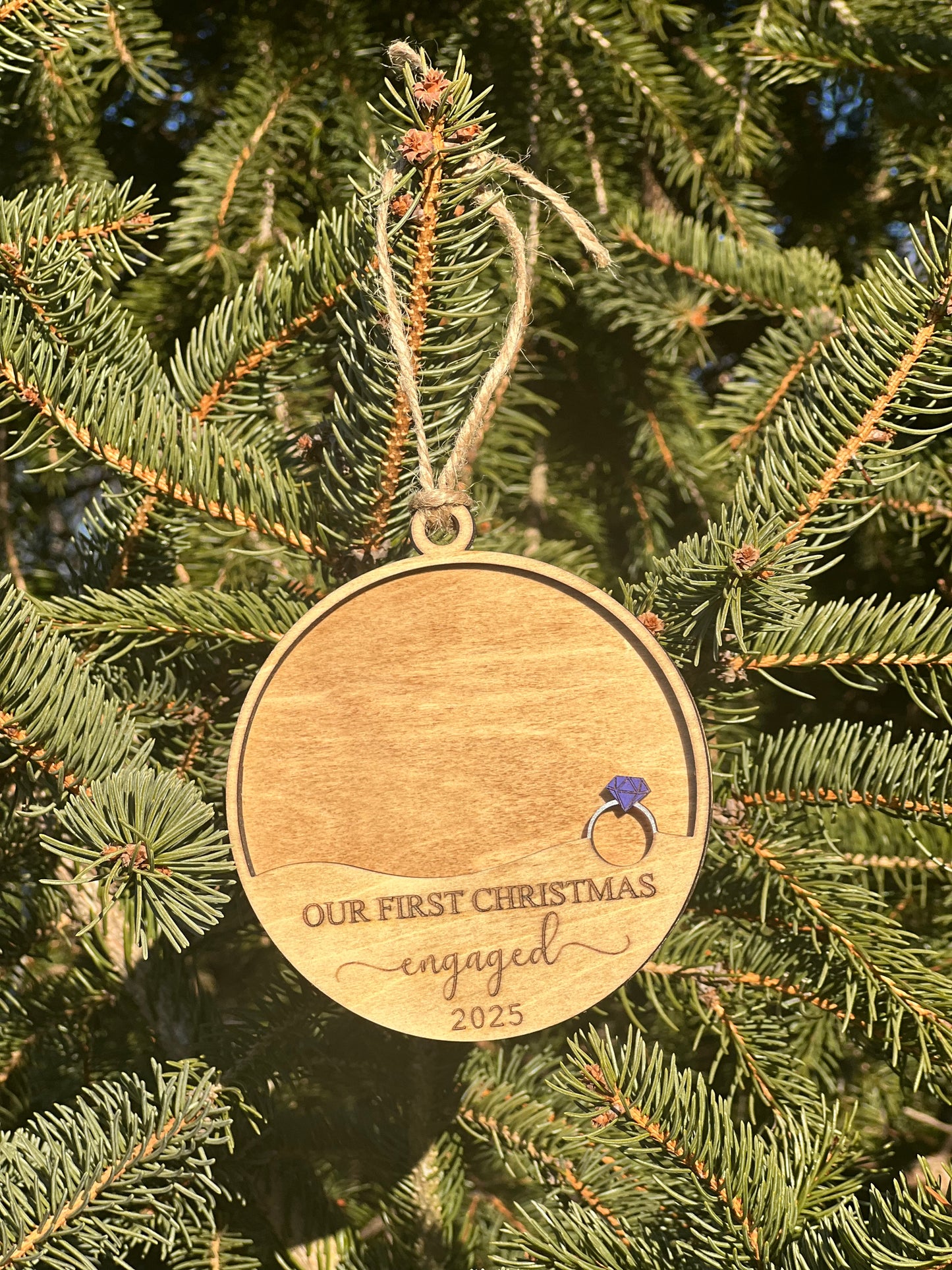 First Christmas Engaged Frame Ornament