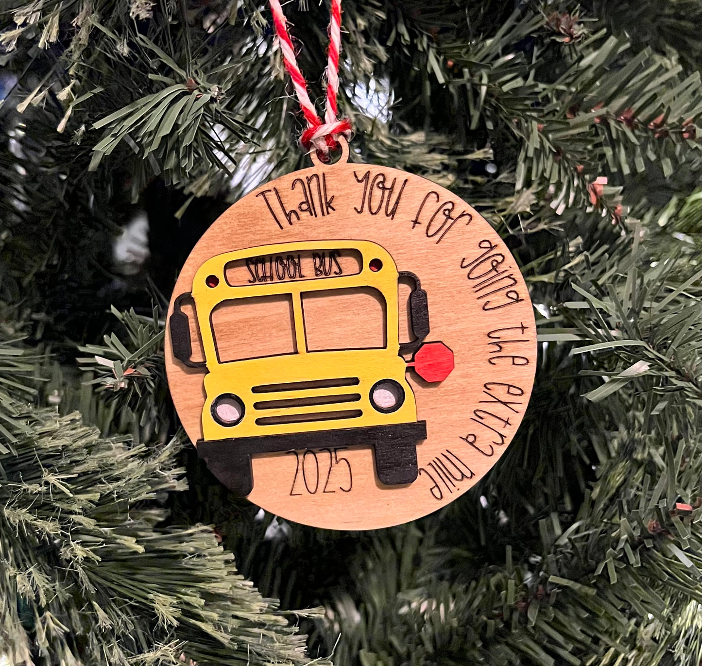 Wooden School Bus Driver Ornament