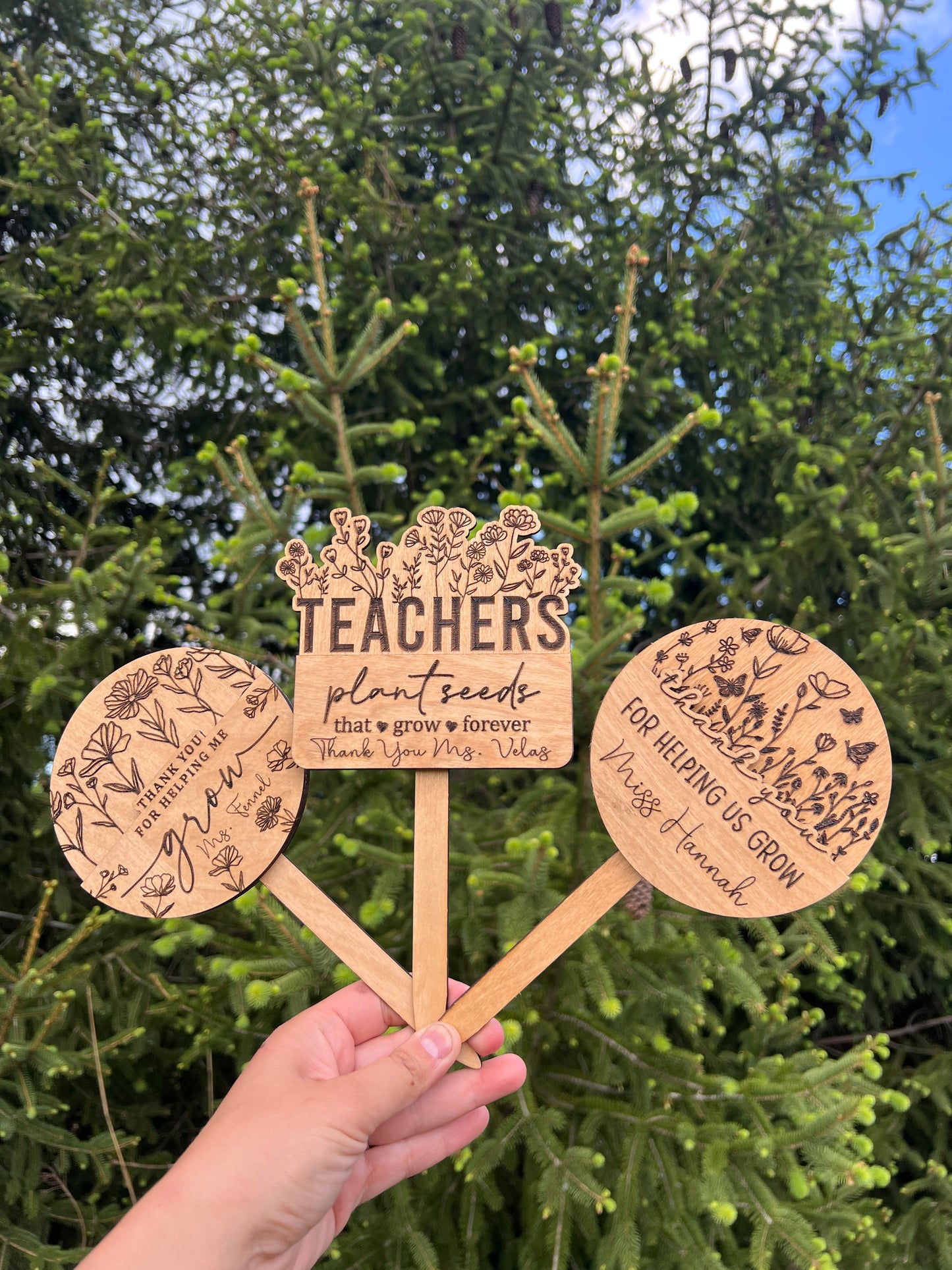 🌿 Wooden Gift Card Holder Pick | Engraved Keepsake Bouquet Stick | Mother’s Day Gift, Teacher Appreciation Gift, Plant Gift Card Holder