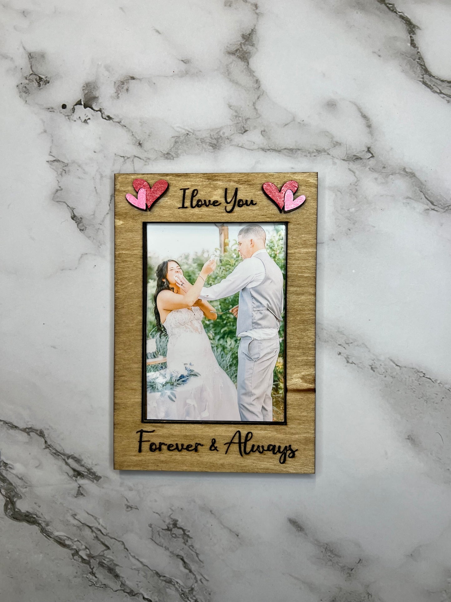 Forever & Always I Love You Wooden Photo Frame – Romantic Heart Keepsake Gift