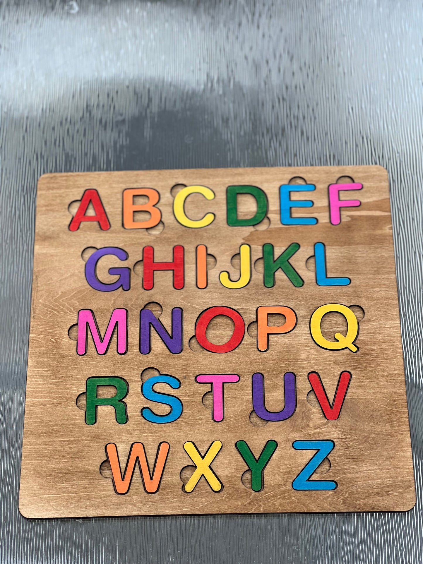 🌈 Wooden Alphabet Puzzle Board – Uppercase ABC Learning Toy