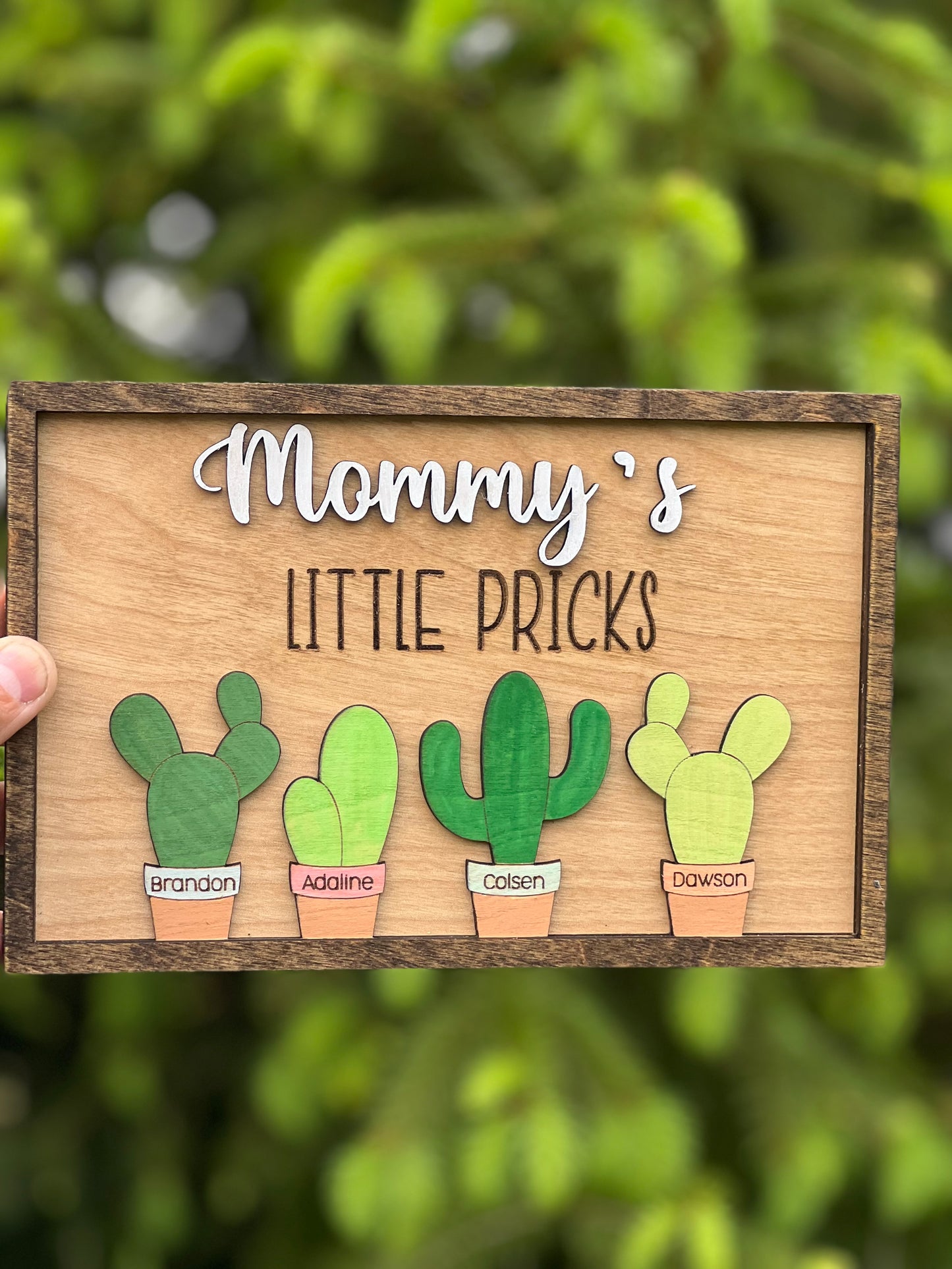 “Mommy’s Little Pricks” Cactus SignPersonalized (8x5.5”)