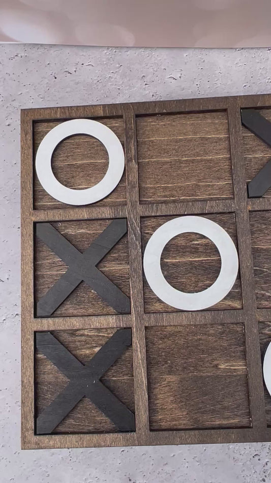 Handmade Wooden Tic Tac Toe | Hidden Storage Game | Modern Rustic Decor