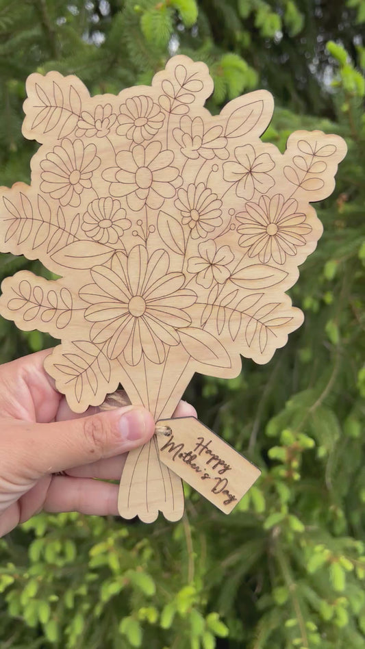 Kids Paintable Wooden Flower Bouquet | Mother’s Day Gift