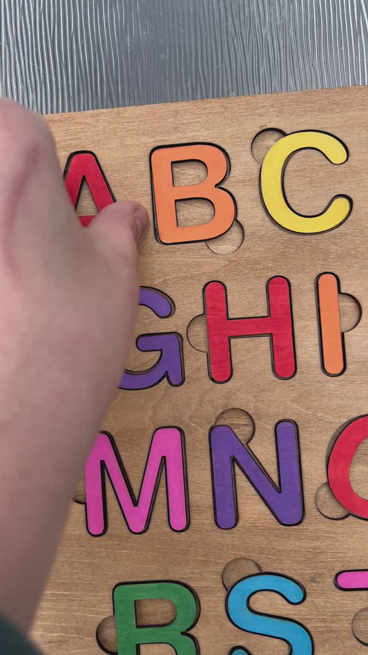 🌈 Wooden Alphabet Puzzle Board – Uppercase ABC Learning Toy